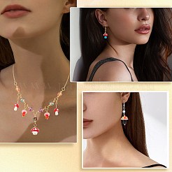 32個の手作りランプワークビーズ  キノコ  混合スタイル  ミックスカラー  11.5~17.5x10~16.5mm  穴：1~3mm&nbsp;LAMP-SZ0001-62