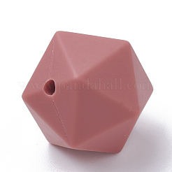 食品グレードの環境に優しいシリコーンビーズ  二十面体  インディアンレッド  16.5x16.5x16.5mm  穴：2mm&nbsp;X-SIL-T048-14mm-50