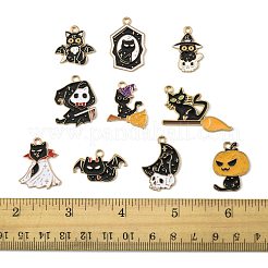 10Pcs 10 Styles Halloween Alloy Enamel Pendants&nbsp;ENAM-FS0003-83