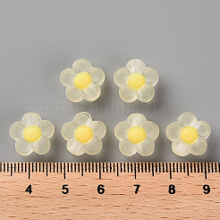 透明なアクリルビーズ  艶消し  二層ビーズ  花  きいろ  12x12.5x6mm  穴：2.5mm  約893個/500g&nbsp;TACR-S152-06C-SS2105
