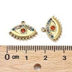 イオンプレーティング（IP）304ステンレスペンダント  カラフルなラインストーン付き  アイチャーム  18KGP本金メッキ  12x15.5x3mm  穴：1.4mm&nbsp;STAS-Q254-07G