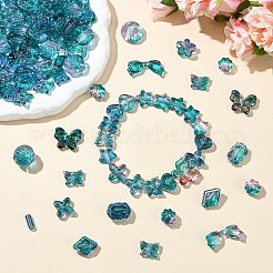 透明アクリルビーズ250g  混合図形  スチールブルー  8~20x11~20x5~12mm  穴：1.6~1.8mm  約340個/250g&nbsp;MACR-CJ0002-26