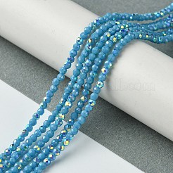 電気メッキガラスビーズ連売り  多面カット  半分メッキ  ABカラーメッキ  ラウンド  スチールブルー  2mm  穴：0.8mm  約206個/連  14.57''（37センチメートル）&nbsp;EGLA-P055-01A-03