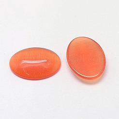 キャッツアイカボション  オーバル  サンゴ  12x10x2mm&nbsp;CE-J005-10x12mm-01