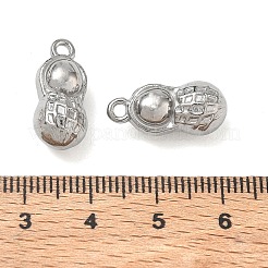 304ステンレスペンダント  ピーナッツのチャーム  ステンレス鋼色  18x8x8mm  穴：2mm&nbsp;SA-CBAE5AC-02P