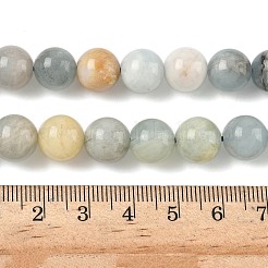 天然石アクアマリンビーズ連売り  ラウンド  ミックスカラー  10mm  穴：1mm  約37~39個/連  15.16''（38.5cm）〜15.35''（39cm）&nbsp;G-D327-A01-10mm