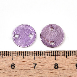 スプレー塗装された天然カピス貝のコネクタチャーム  ディスクリンク  紫色のメディア  11~11.5x0.5~1.5mm  穴：1.2~1.6mm&nbsp;SSHEL-N039-03B