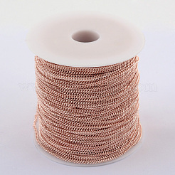 未溶接アイアン製カーブチェーン  スプールで  ローズゴールド  2.5x1.6x0.45mm  約328.08フィート（100m）/ロール&nbsp;CH-R078-10RG