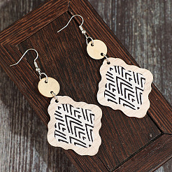 Bohemian Wood & Zinc Alloy Dangle Earrings for Women&nbsp;WGD213D-01