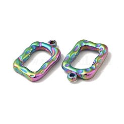 304ステンレススチール製ハンマーペンダント  長方形  虹色  20x13x3mm  穴：1.6mm&nbsp;STAS-F249-42M