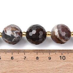 天然石ペトリファイドウッドビーズ連売り  多面カット  ラウンド  シードビーズで  15~16mm  穴：1.4~1.6mm  約21個/連  15.35~15.94インチ（39~40.5cm）&nbsp;G-C249-A24-16MM