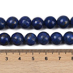 合成ハウライト模造ラピスラズリビーズ  ラウンド  染め  ブルー  10mm  穴：1.4mm  約42個/連  15.16''（38.5センチメートル）&nbsp;G-S393-13A-10mm
