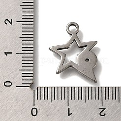 304ステンレススチールペンダントラインストーンセッティング  スター  4mmのラインストーンに適する  20x14.5x2mm  穴：2mm&nbsp;STAS-H223-01AS-01