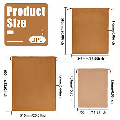 3Pcs 3 Styles Faux Suede Fabric Packing Drawstring Bags&nbsp;ABAG-CO0001-02