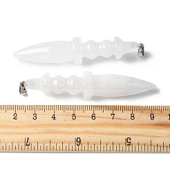 天然石クオーツクリスタルペンダント  真鍮のパーツと  コーン  68.5~70.5x13.5~14.2mm  穴：6.5x4.5mm&nbsp;G-C187-02I