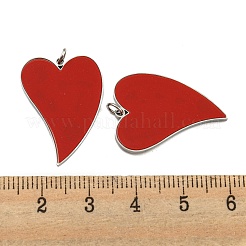 304ステンレスペンダント  エナメルと丸カン付き  ハートチャーム  ステンレス鋼色  25x18x1.5mm  穴：2.5mm&nbsp;STAS-O003-08P