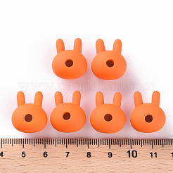 アクリルビーズ  ラバー加工スタイル  片穴  兎  ダークオレンジ  19x16.5x14.5mm  穴：3.5mm&nbsp;OACR-S039-02-84