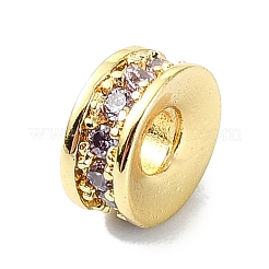 Rack Plating Brass Pave Cubic Zirconia Beads&nbsp;KK-M282-35GP