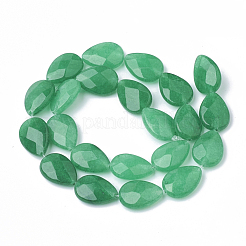 天然石ホワイトジェイドビーズ連売り  染め  多面カット  ドロップ  18x13x5mm  穴：1mm  約22個/連  15.5インチ&nbsp;X-G-S292-21-1