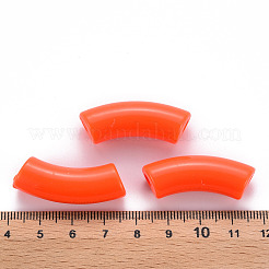 不透明なアクリルビーズ  カーブチューブ  レッドオレンジ  36x13.5x11.5mm  穴：4mm  約110個/415g&nbsp;LS-MACR-S372-001B-S026