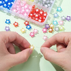 300個12色透明アクリルビーズ  二層ビーズ  スター  ミックスカラー  9x9.5x4mm  穴：2mm  25個/カラー&nbsp;TACR-CJ0001-63