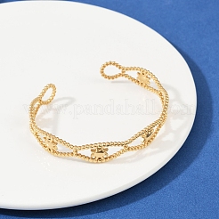 女性用304ステンレススチールカフバングル  太陽  ゴールドカラー  内径：2-3/8x1-7/8インチ（6x4.8cm）&nbsp;BJEW-U045-05G
