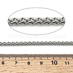 304ステンレススチール製喜平チェーン  ハンダ付け  スプールで  ステンレス鋼色  3mm  約32.81フィート（10m）/ロール&nbsp;CHS-L033-03P-02
