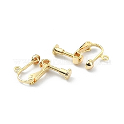 真鍮製クリップ式イヤリングパーツ  ネジ式ノンピアスコンバーター  カン付き  18KGP本金メッキ  16x18.5x4.5mm  穴：1.8mm&nbsp;KK-P232-05G