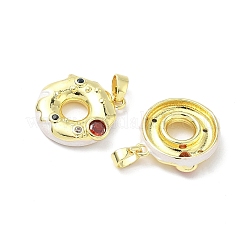Brass Micro Pave Cubic Zirconia with Enamel Pendants&nbsp;KK-Z134-16G-02