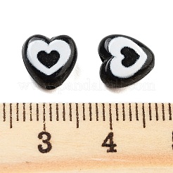 不透明なアクリルビーズ  ハート  ブラック  8.5x8.5x4mm  穴：1mm&nbsp;OACR-G038-02