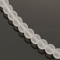 フロスト透明丸いガラスビーズ連売り  透明  4mm  穴：1mm  約100個/連  15.7インチ&nbsp;FGLA-P002-4mm-03