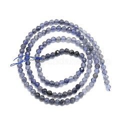 天然アイオライト/コーディエライト/ダイクロアイトビーズ連売り  多面カット  ラウンド  4mm  穴：0.8mm  約108個/連  15.16''~15.55''（38.5~39.5センチメートル）&nbsp;G-P457-A03-11