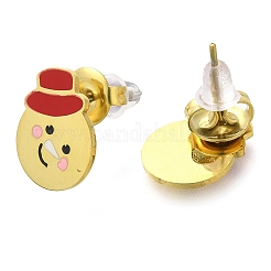 Ion Plating(IP) 304 Stainless Steel Enamel Stud Earrings&nbsp;EJEW-I316-04G-02