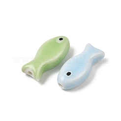 ハンドメイドの磁器セラミックビーズ  手描き  ファミーユは磁器バラ  魚  9x20x6mm  穴：2mm&nbsp;X-PORC-Z003-04C