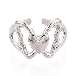 Adjustable 304 Stainless Steel Cuff Rings for Women&nbsp;RJEW-N052-13P