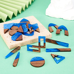 20Pcs 10 Styles Transparent Resin & Walnut Wood Pendants&nbsp;RESI-TA0003-21