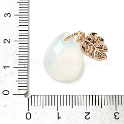 オパールペンダント  真鍮クリスタルラインストーンリーフ付きファセットティアドルプチャーム  ライトゴールド  18x13.5x6mm  葉：13.5x8.5x2mm  丸カン：8x0.8ミリ  内径：5.8mm&nbsp;LS-G-K422-02KCG-02