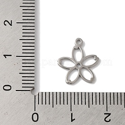 変色しない304ステンレススチールチャーム  レーザー切断  中空の桜チャーム  ステンレス鋼色  13x12x1mm  穴：1mm&nbsp;STAS-U010-01P