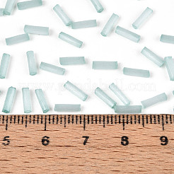 ガラス竹ビーズ  模造キャットアイ  ミディアムアクアマリン  6.5~7x1.5~2mm  穴：0.8~1mm  約13636個/ポンド&nbsp;SEED-N007-28F