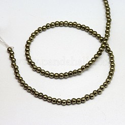 天然石パイライトビーズ連売り  ラウンド  3mm  穴：0.5mm  約125~130個/連  15インチ&nbsp;G-L031-3mm-01