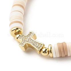 Polymer Clay Heishi Beads Stretch Bracelet for Women&nbsp;BJEW-JB07207-04