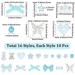 160 個 16 スタイル混合スタイルアクリルビーズ  混合図形  ライトサーモン  10~25x10~34x4.5~12mm  穴：1.5~3mm  10個/スタイル&nbsp;OACR-PA0001-77D