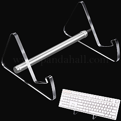 プラチナメッキの鉄製サポート付き2段アクリルキーボードディスプレイスタンド1個  透明  16.6x13.4x7.9cm&nbsp;ODIS-CP0001-12B