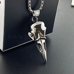 ファッショナブルな男性のためのスタイリッシュな304ステンレススチールゴシックレイヴンヘッドペンダントネックレス  ステンレス鋼色&nbsp;BB1837