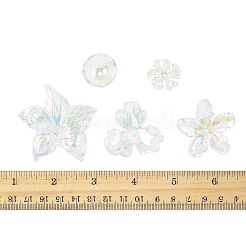 20個 5スタイル UVメッキアクリルビーズキャップ  虹色の  花  カラフル  22~51x21~52.5x5.5~12.5mm  穴：1~1.6mm  4個/スタイル&nbsp;TACR-FS0001-60