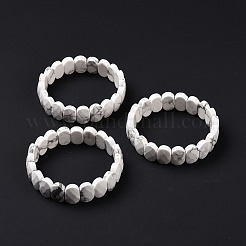 ナチュラル ハウライト オーバル ビーズ ストレッチ ブレスレット  女性のためのアクセサリー用原石のアクセサリー  内径：2-1/8インチ（5.4~5.5cm）&nbsp;G-E010-01Z