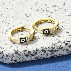 Brass Clear Cubic Zirconia Hoop Earrings&nbsp;EJEW-M047-07G