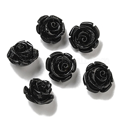合成サンゴ染め彫刻ビーズ  花  半孔  ブラック  12x8.5mm  穴：1mm&nbsp;SHEL-I001-05D-05
