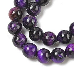 グレードAB天然タイガーアイビーズ連売り  染め＆加熱  ラウンド  パープル  8mm  穴：1.2mm  約46~47個/連  14.90~15.24''（37.8~38.7センチメートル）&nbsp;G-B133-A02-8MM-04