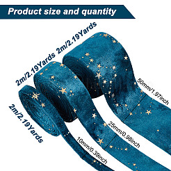 6M 3 Styles Double Sided Star Gold Stamping Flannelette Ribbons for Sewing Craft&nbsp;OCOR-GO0001-13B